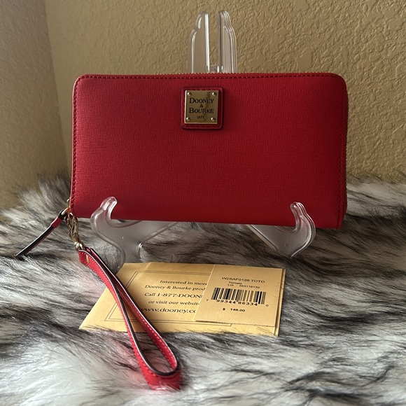 Dooney and Bourke tomato red Large Zip around long wallet/ wristlet NWT - Picture 1 of 13